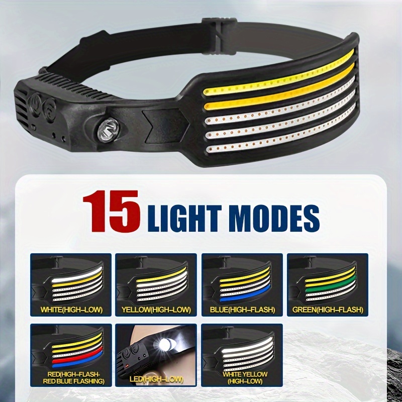 

1pc Rechargeable 270° Wide Beam Angle Led Headlight, Motion Sensor Light For Camping Fishing Running