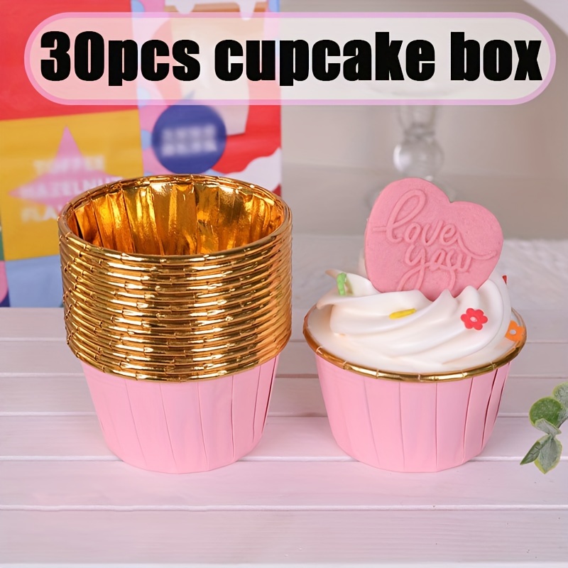 

30pcs Sets Of Pink Golden Muffin Cups For Cake Mould