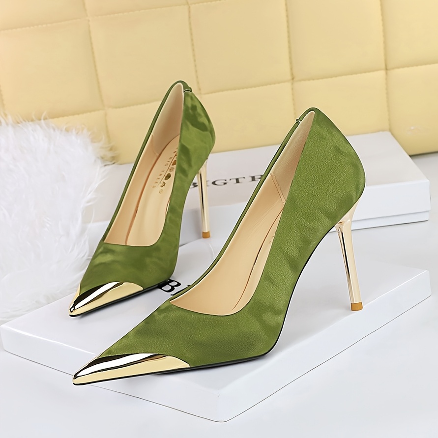 olive green stiletto heels sold on Temu United States display picture 1