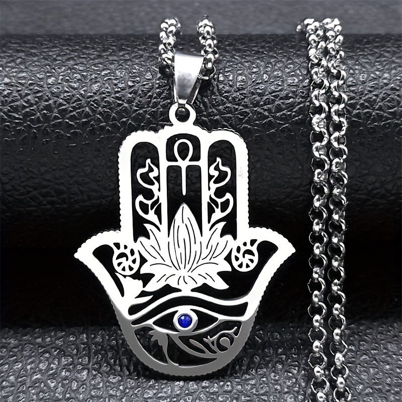 Hand For Lotus Necklace Women' Steel Silvery Ankle Key Life Jewelry