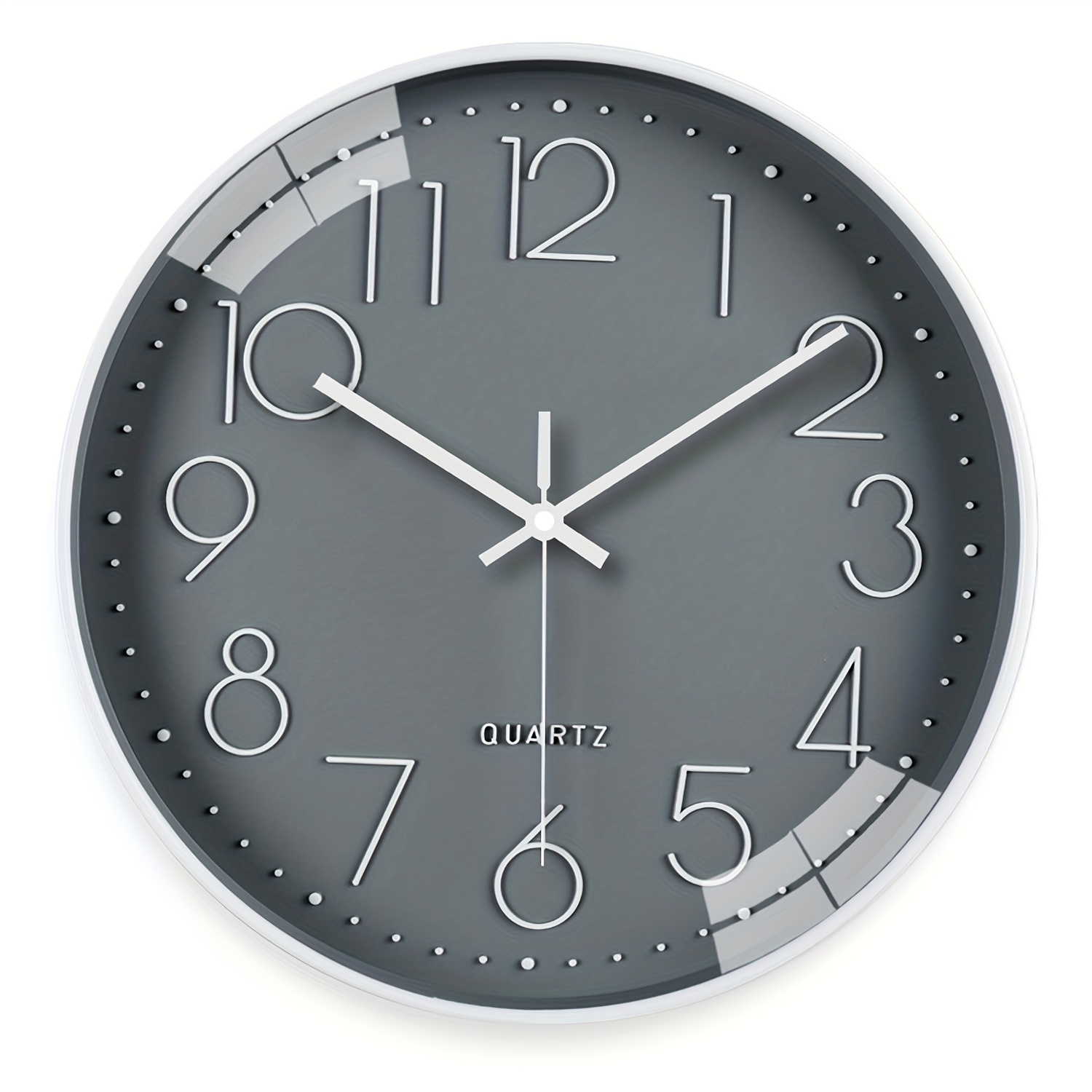 E-shop 12 Zoll Moderne Minimalistische Wanduhr - Runde Graue Leise Quarzwerk, Große Leicht Lesbare Zahlen, Batteriebetrieben - Geeignet für Wohnzimmer,