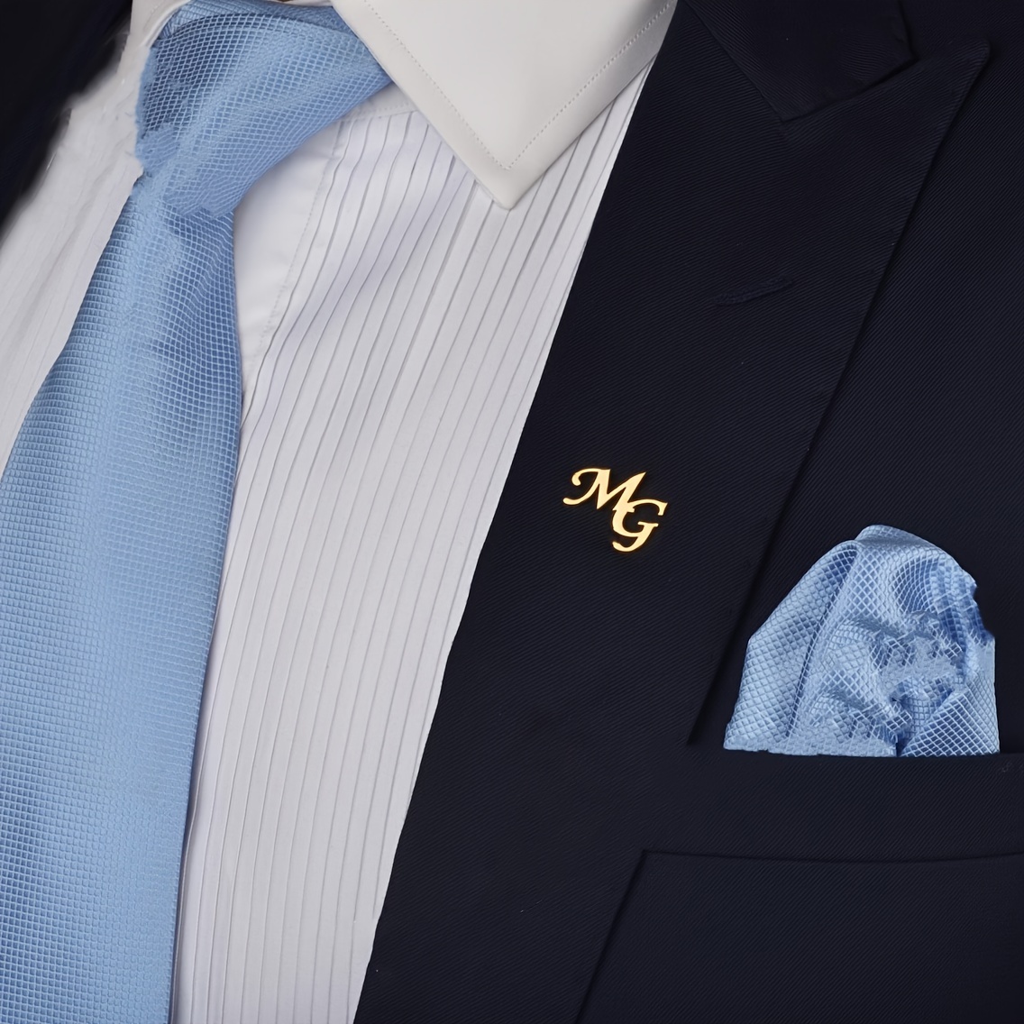 Image of [formal ] Custom Double Initial "as" Brooch - Elegant Golden-tone Stainless Steel, Sophisticated Suit Lapel Pin For Men, Ideal For Couples And Formal Occasions