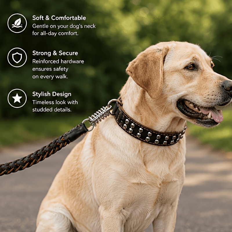 Anti-Pull Genuine Cowhide Dog Leash for Large Breeds