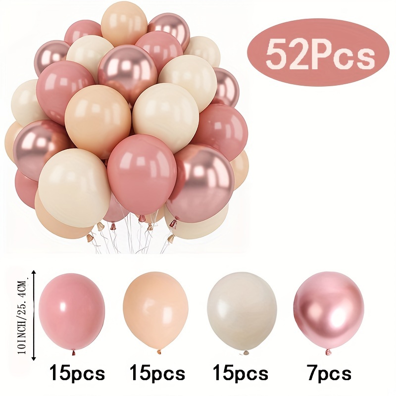 Image of 52pcs Vintage Blush Pink And Metallic Chrome Balloon Set - Perfect For Showers, Bridal Showers, Birthdays, Weddings, And Graduations For Christmas, Halloween