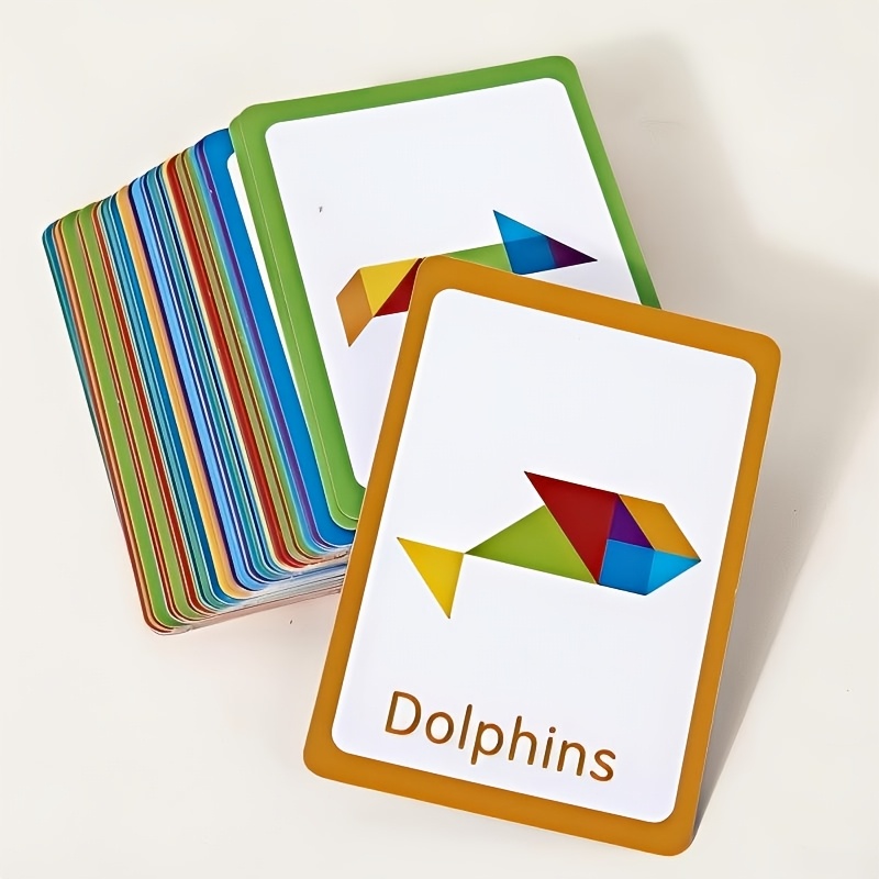 Tangram Puzzle with 50 Double-Sided Cards