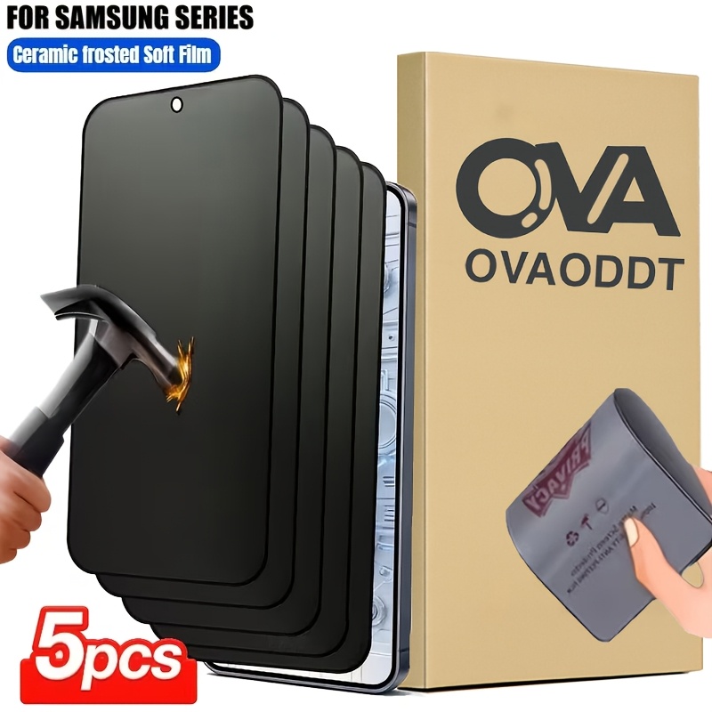 TEMU Paquete de 5 películas de cerámica mate anti-espía (compatibles con desbloqueo por ), material de cerámica , adecuado para Samsung Galaxy S26