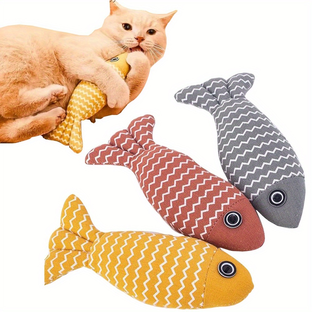 3pcs cat toys fish crinkle sound pet herb toys   interactive kitten exercise   toys for indoor cats for all breeds   stimulation feline enrichment fishshaped toys crinkle texture durable linen handcrafted details pet herbinfused Product details 6