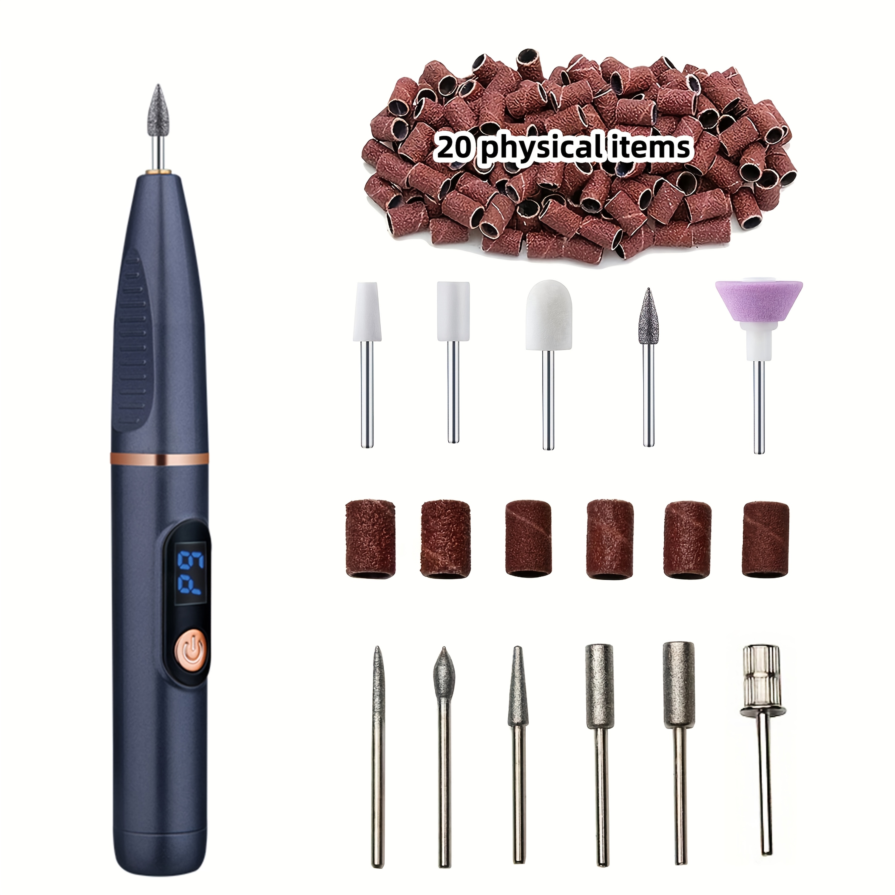 Image of Multifunctional Electric , Portable And Easy-to-use Electric Nail File Set, Tpye-c Charging, With Visual Screen, Manicure And Pedicure Tool With Nail Drill Bit Sanding Belt Mnj-085