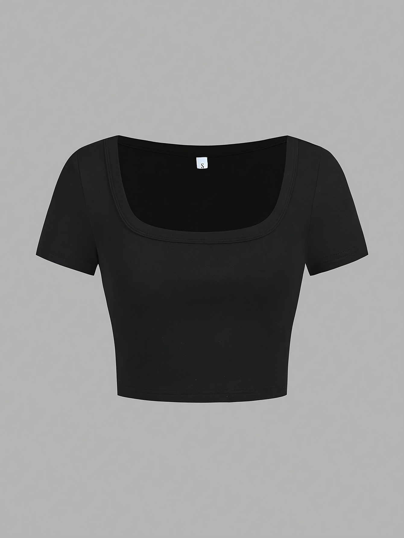 new fashionable womens square neck short sleeved   short top t shirt suitable for spring summer and autumn