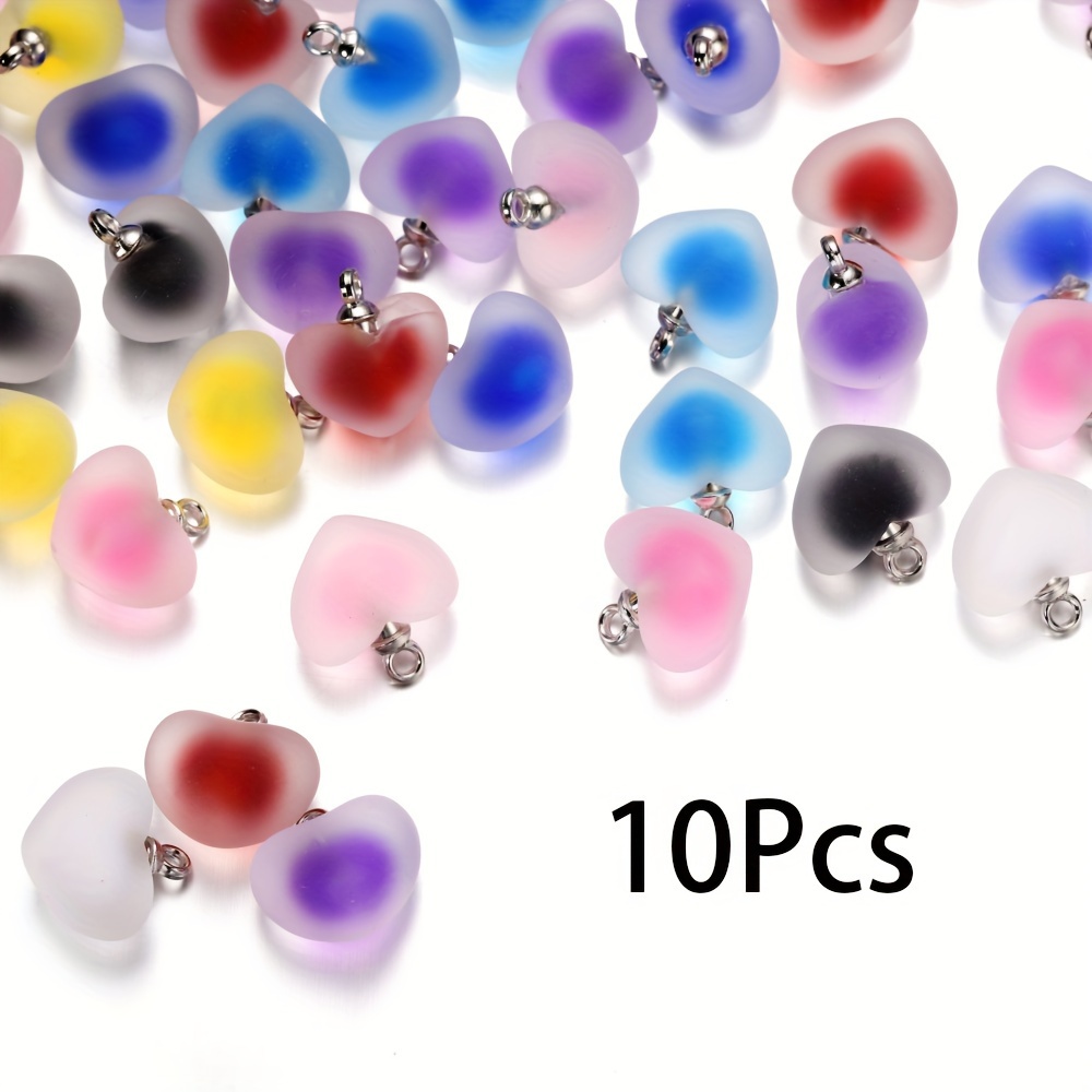 E-shop 5/10 Stück Gemischte Farbe Harz Herzförmige Perlen Harz Anhänger Perlen Armband Halskette Ohrringe für Schmuckherstellung Zusätze