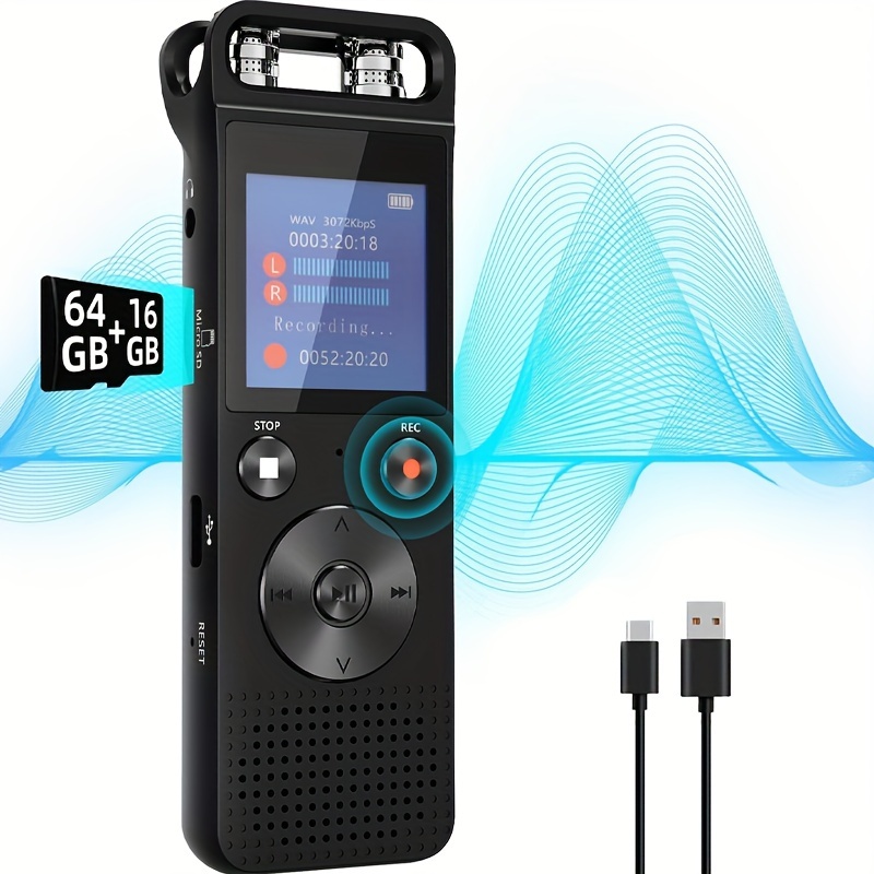 

32gb/80gb , Voice Activated Recorder, Audio Recorder With And Password Functions, 7-level Intelligent Recorder, Agc Smart Chip, Suitable For Students, Teachers, Journalists