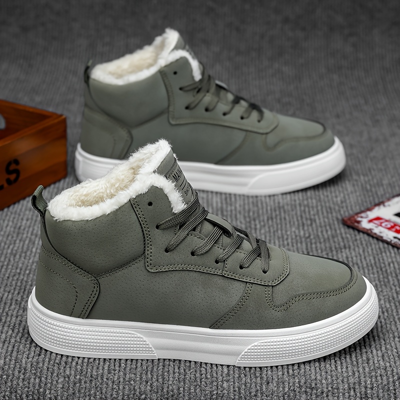 mens   top lace up boots with warm plush lining for comfortable winter outdoor street walking and strolling winter boots Product details 3
