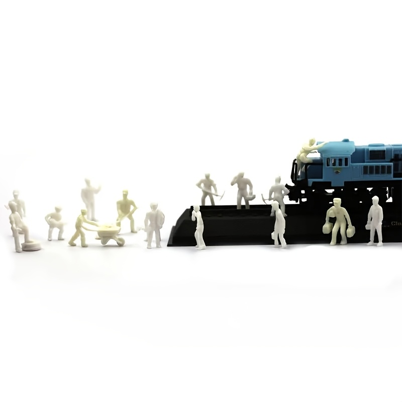 

25 White Railway Workers Per Pack, Miniature Abs Plastic Figurines For Train Model Building And Diorama Display, With A Height Of 2.2 Cm.