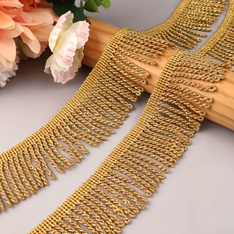 Image of 2 Meters Tassel Lace Trim Ribbon Golden And Tassel Decoration For Sewing Curtains Sofa Clothes Decoration