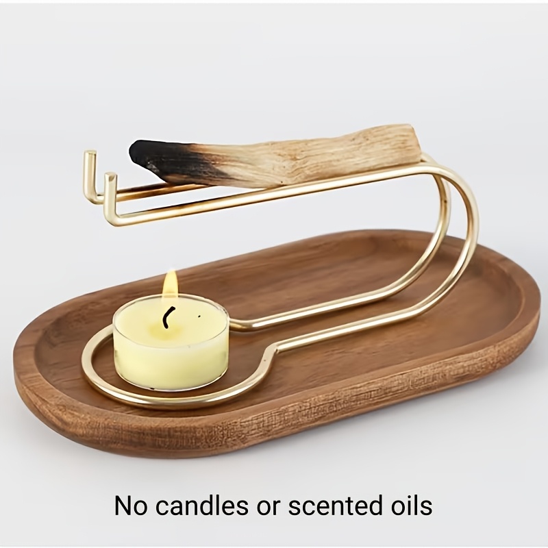 TEMU Portavelas y Porta Incienso de Madera, Soporte Decorativo para Incienso para Varillas, Decoración Rústica de Mesa para el Hogar para Meditación,