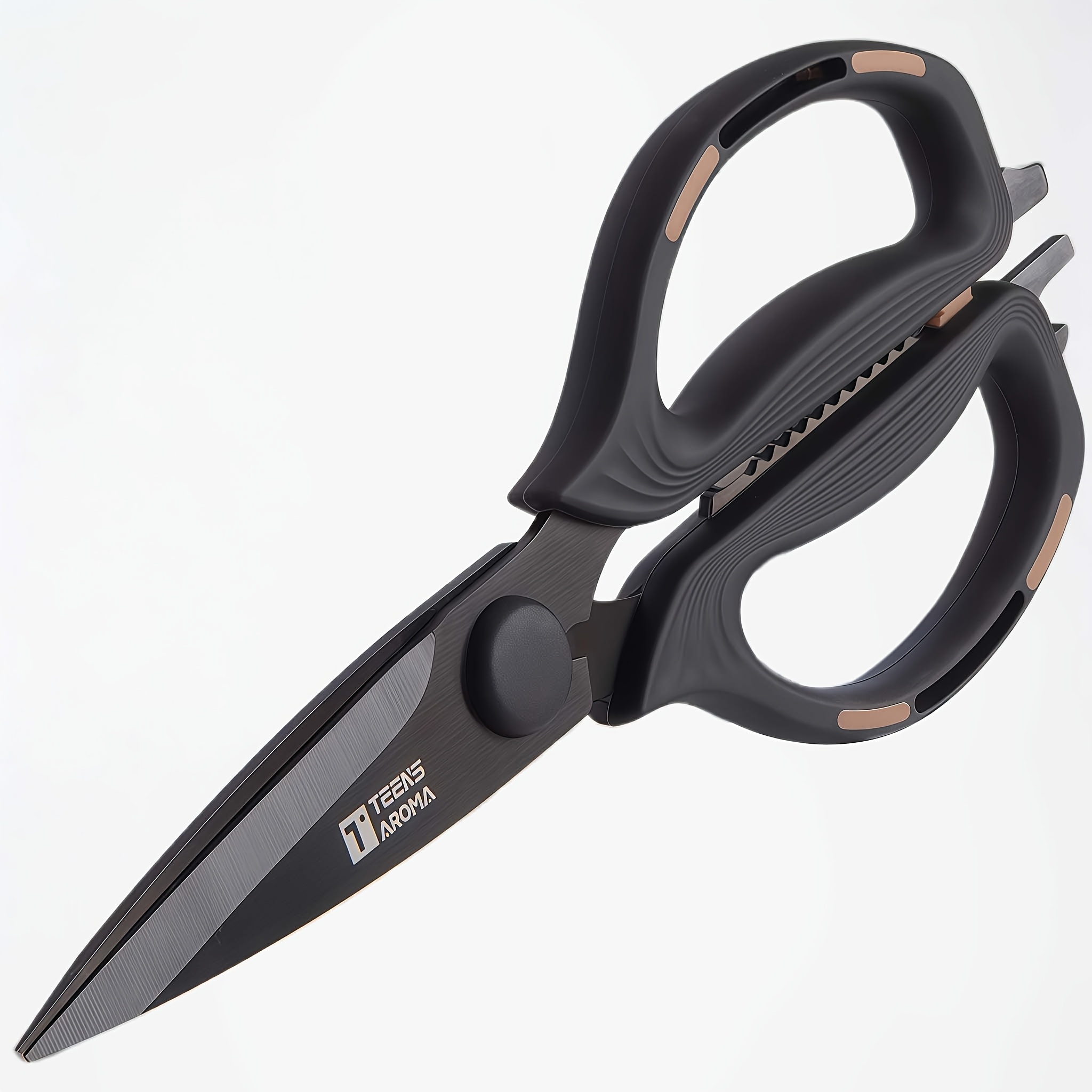 TEMU Heavy Duty Kitchen Scissors, 30cr13 Stainless Steel Shears With Nut Cracker, Bottle Opener, Can Opener, Ideal For Bbq, Poultry, Seafood & Meat