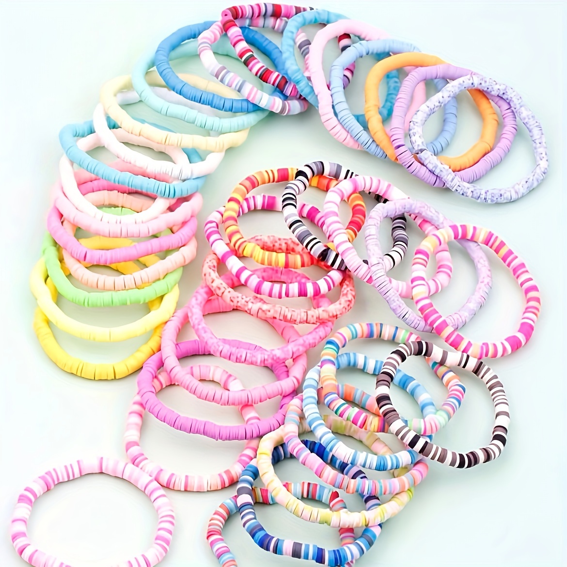 5pcs Beach Polymer Clay Bracelet Set, Casual Holiday Colorful Stackable  Stretch Wristbands, Ocean Theme Elastic Bangle Gift Pack