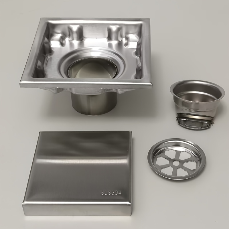 Image of 10cm Square Floor Waste Drain With Anti-odor Feature For Bathrooms, Shower Grates Made Of 304 Stainless Steel For Capacity