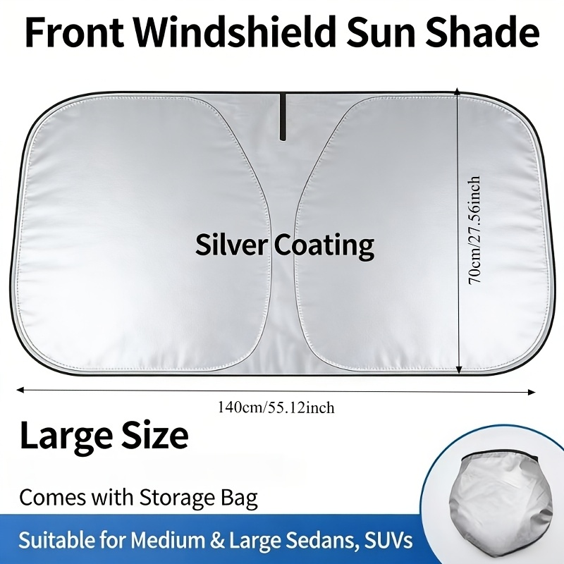 TEMU Portable Car Sunshade (free Storage Bag), Upgraded Thickened Sunshade, And Foldable Storage, Heat Insulation, Privacy Protection, Essential For