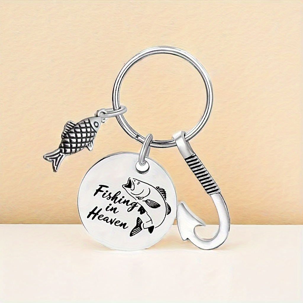 Fish Hook Keychain for Fishing Lovers, Stainless Steel Keychain,Temu