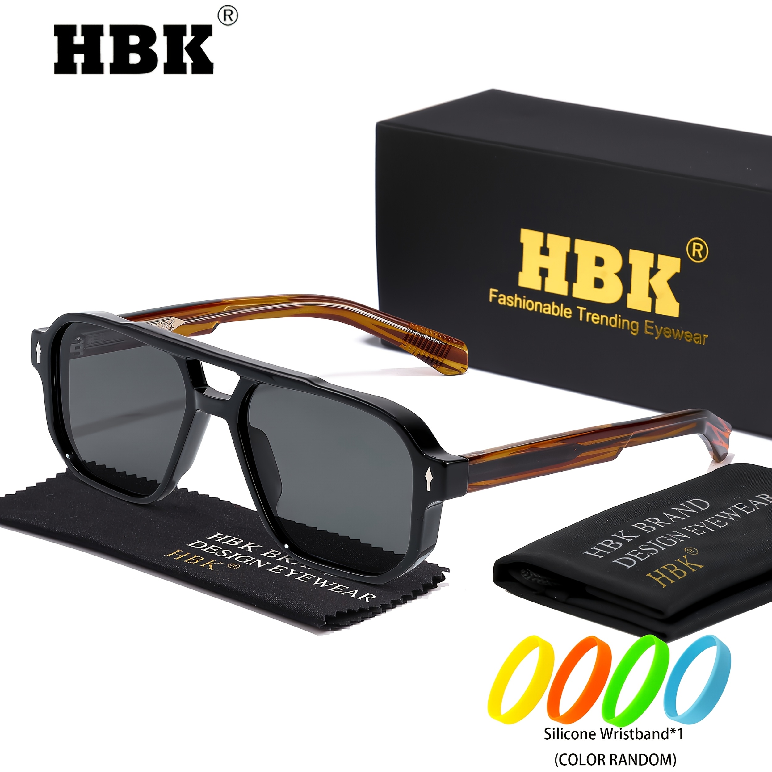 Large Retro Square Sunglasses with Double Bridge Design