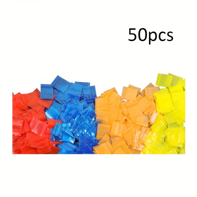 Image of 50pcs 1"x1" 4 Mil Mini Plastic Bags, Colored Transparent Small Resealable Colorful Clear Tiny Pouches All Purpose Storage Bags For Jewelry, Snack, Beads, Bolts