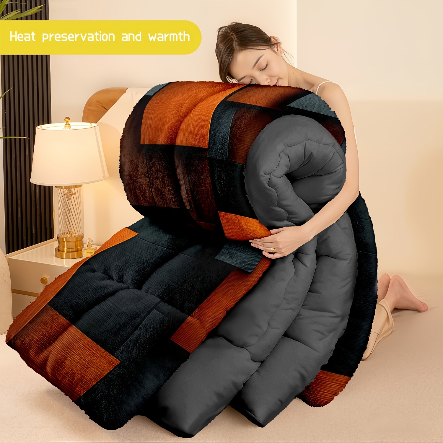 TEMU 3pcs (1 Comforter + 2 Pillowcases) Flannel & Milk Velvet Comforter Set, Ultra - Soft And Cozy Warm Bedding Set, Trendy For Adults