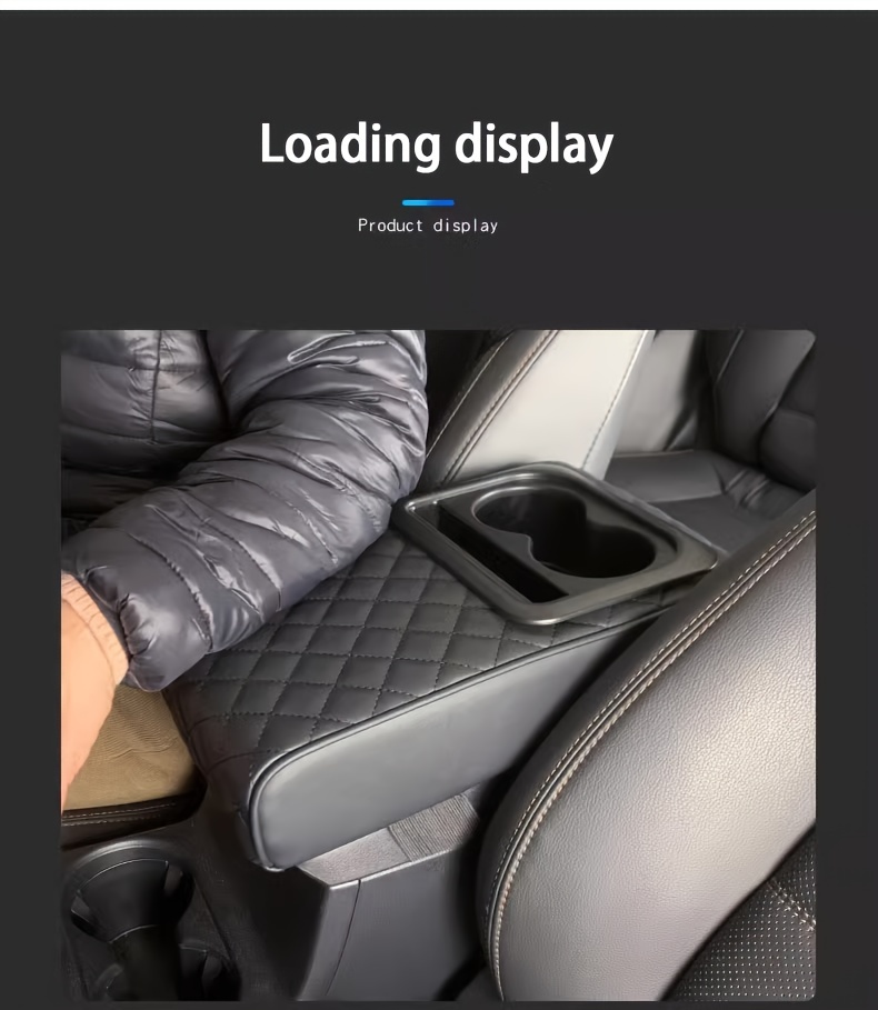 luxury faux leather car armrest cushion with dual cup holders elbow support storage box for enhanced interior comfort details 11