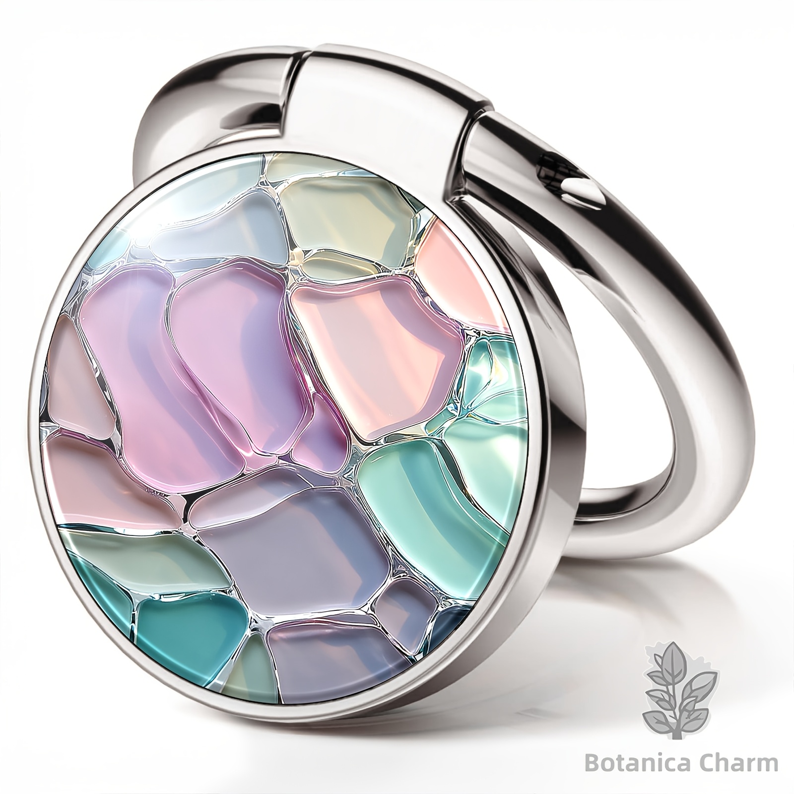 Image of Mosaic Stained Glass Pattern Phone Ring Holder, Metal Stand, 360° Rotation, Compatible With Iphone 17/16/15/14/pro Max/air/ And Galaxy S25/s24 Ultra And Other Phones