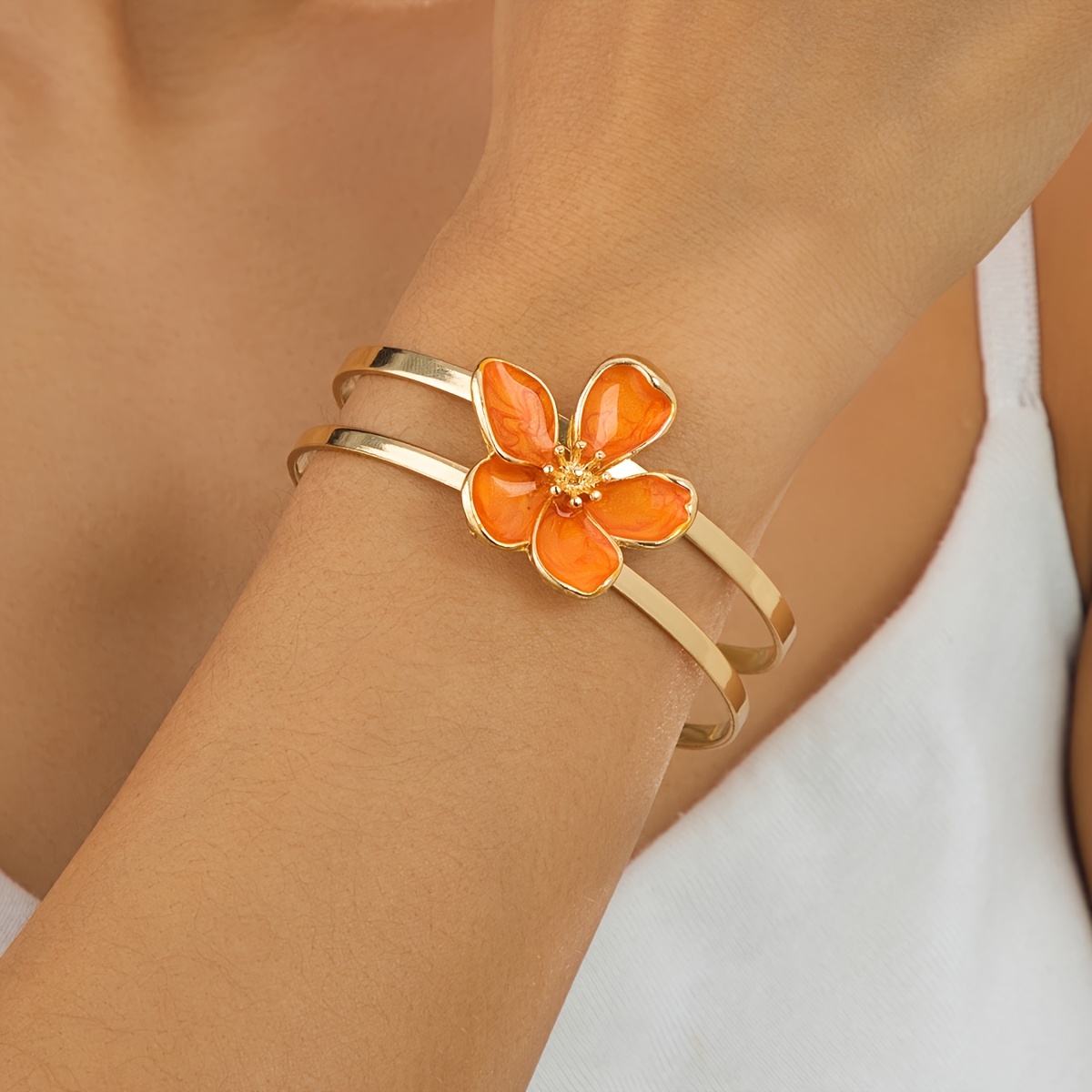 TEMU Bracciale da donna con irregolare a petali, color , e , stile francese elegante. come regalo per il matrimonio, per l'uso , appuntamenti o