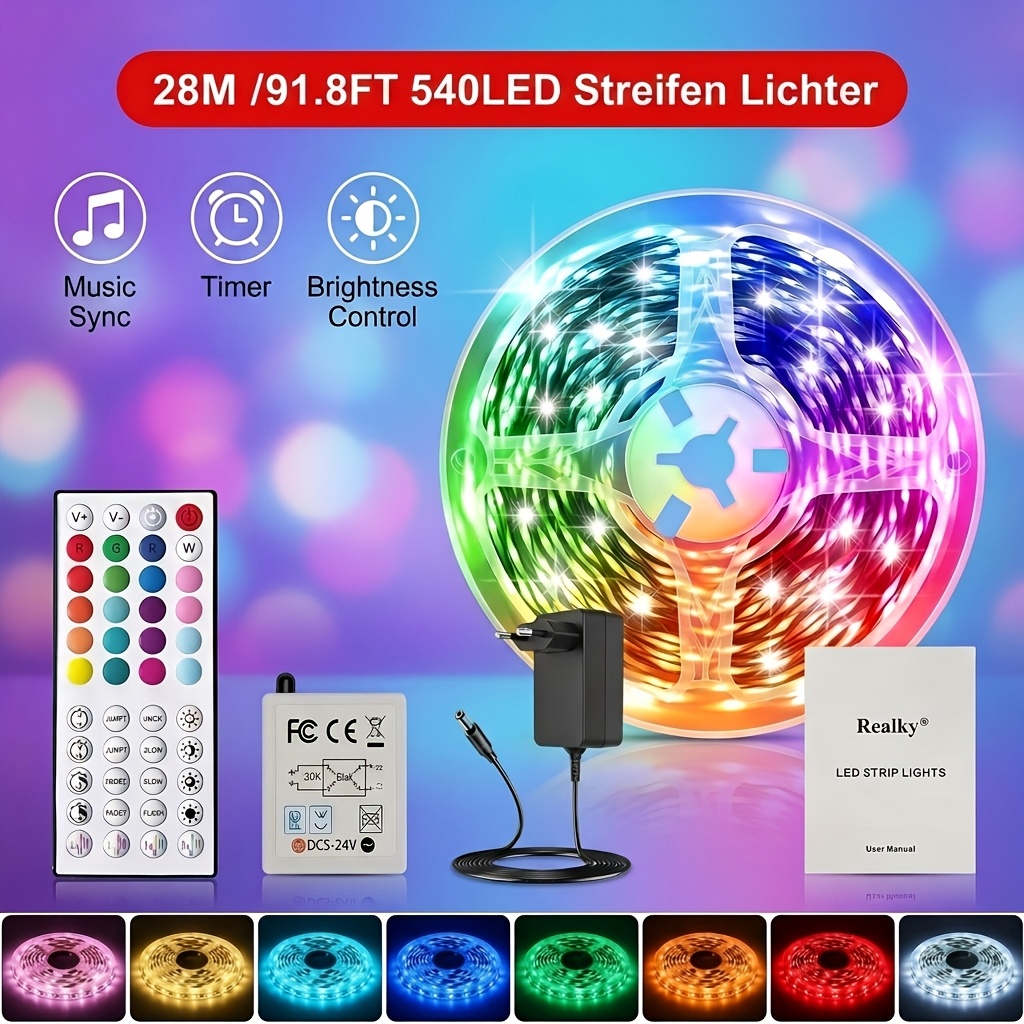 Image of Smart Led Strip Lights Color Changing With 44 Key Remote & App Control | Perfect For Home, Bedroom, Living Room, Vibrant Lighting Gaming Room, Party, Camping, Room Halloween Decorations