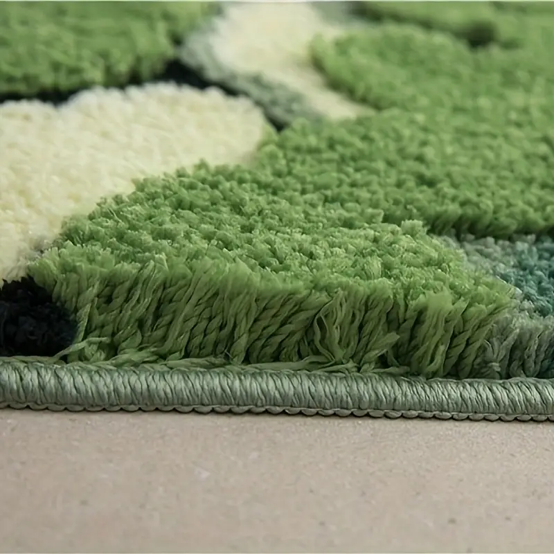 ultra soft plush moss shaped bath mat with non slip tpr backing super absorbent polyester machine washable rectangular rug for bathroom decor Product details 8