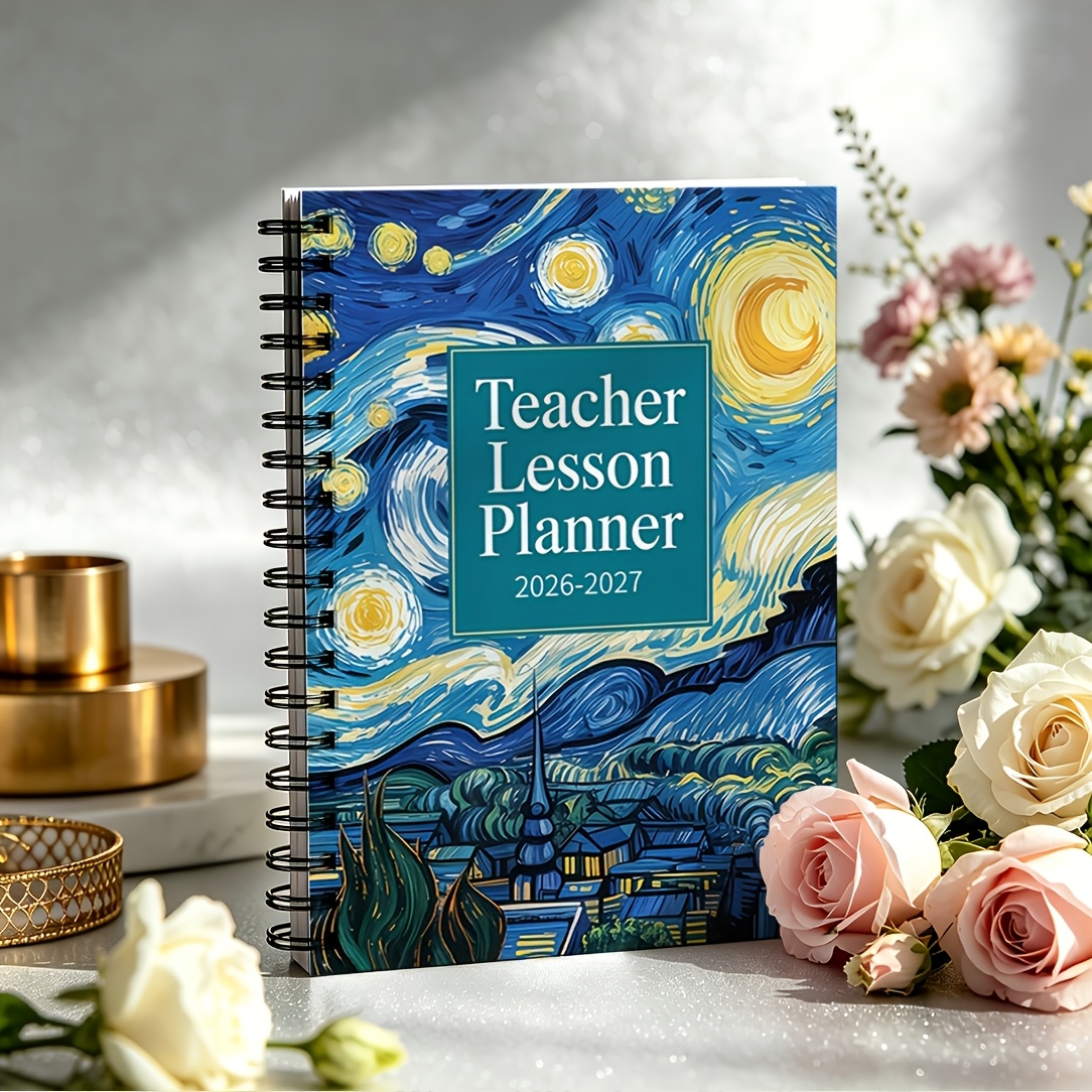 TEMU 1 Van Gogh Starry Night Teacher Planner Spiral Notebook With Grade Tracking And Attendance Record - 2025-2026 School Year Professional Educator