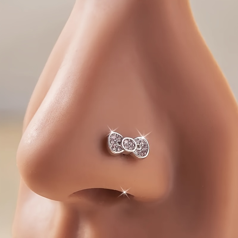 Elegant Vintage-inspired Pink Zirconia Bow Nose Perfect For Birthday Parties And Gifts