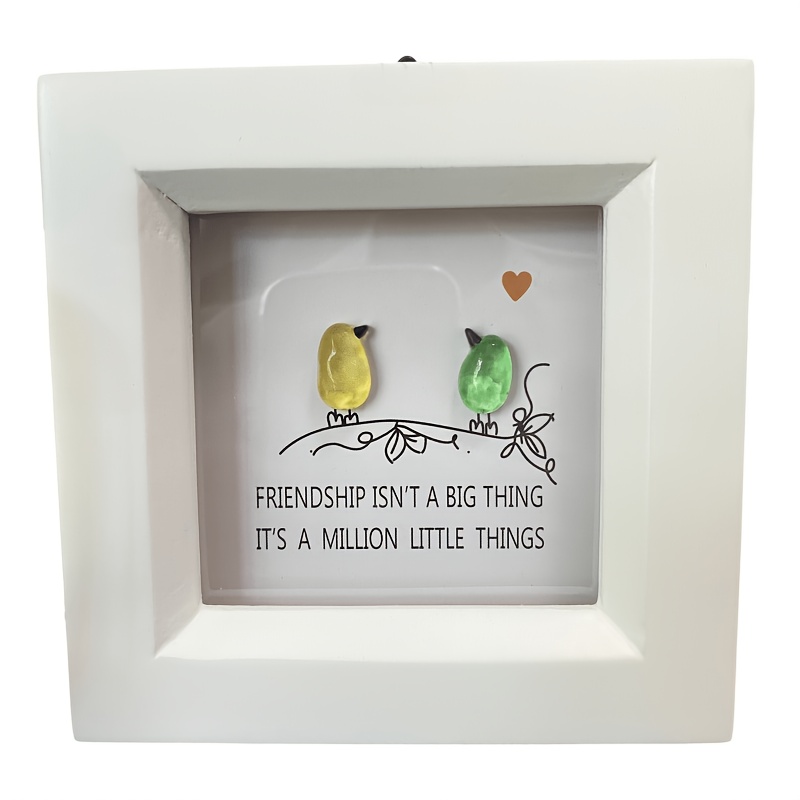 Image of Glass Art Cute Kawaii Bird And Resin Photo Frame, Creative Decoration, Style, Style, Ornament For Room, Kitchen, Courtyard, Wall, Christmas Gift, Birthday Gift