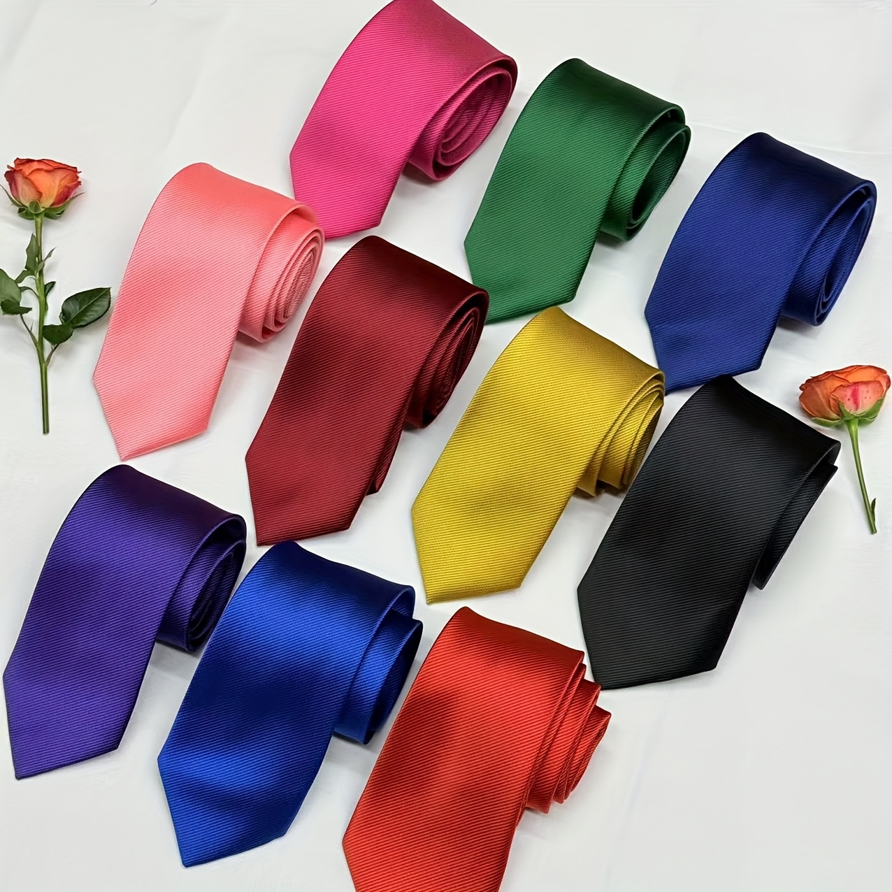 1pc vibrant striped casual tie for men polyester 960 needles   only assorted colors pink red green yellow blue   for casual attire 0