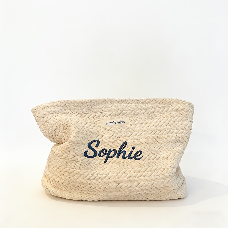 TEMU This Customizable Woven Textured Toiletry Bag/makeup Bag Is Perfect For Storing Sanitary Napkins, Cosmetics, And Change. Lightweight And
