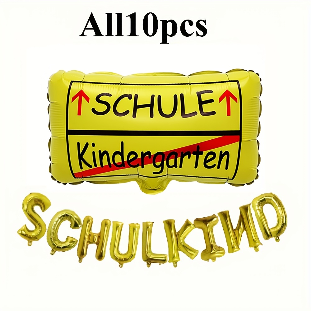 Image of Ten Spelling 'schulkind' And Square Foil Balloons For The Back-to-, Along With Decorative Balloons To Create A Festive Atmosphere For The Back-to-school Party, For Halloween, Christmas
