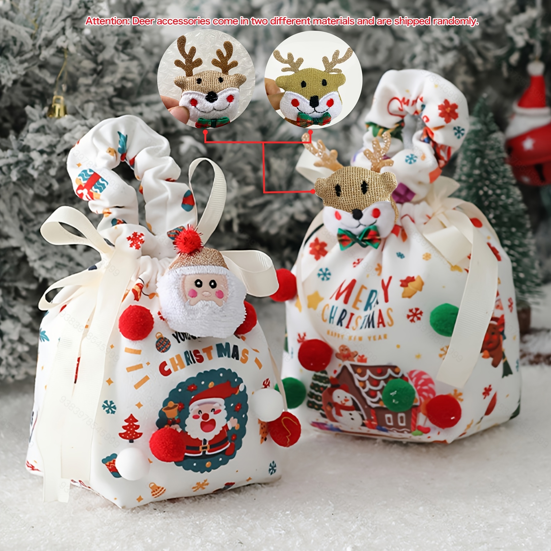 Image of Gift For Her/him 6-pack Christmas Eve Packaging Bags, Peace Gift Bags, Handheld Candy Gift Bags, Drawstring Gift Bags, Snack Bags