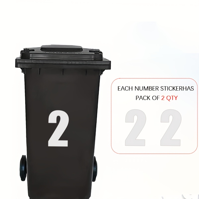 2pcs 6.69-inch (17cm) Reflective Sticker, Trash Bin Sticker, Self-adhesive Trash Bin Number Sticker, Suitable For Wheeled Trash Bins And Large Trash Bin Labels