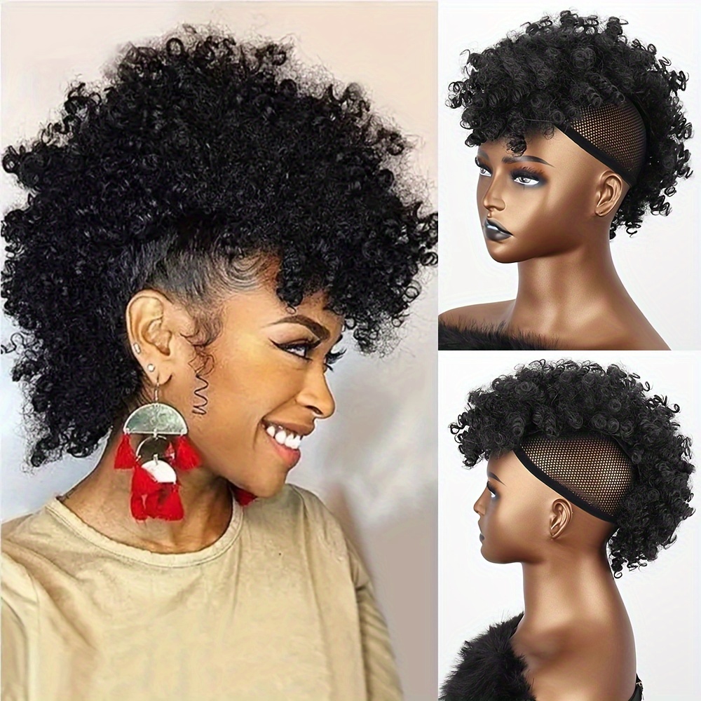 Mohawk Hair Style Afro Curly Hair Topper Hair Bangs Temu