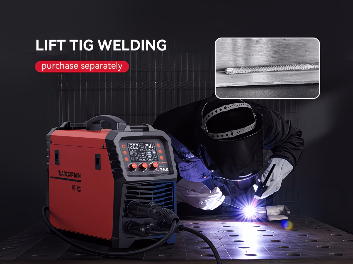 250a mig welder 110v 220 mig gasless flux core mig stick lift tig spool gun spot 6 in 1 aluminum welding machine professional welder large led display with lift tig gun spool gun sold separately without battery Product details 7