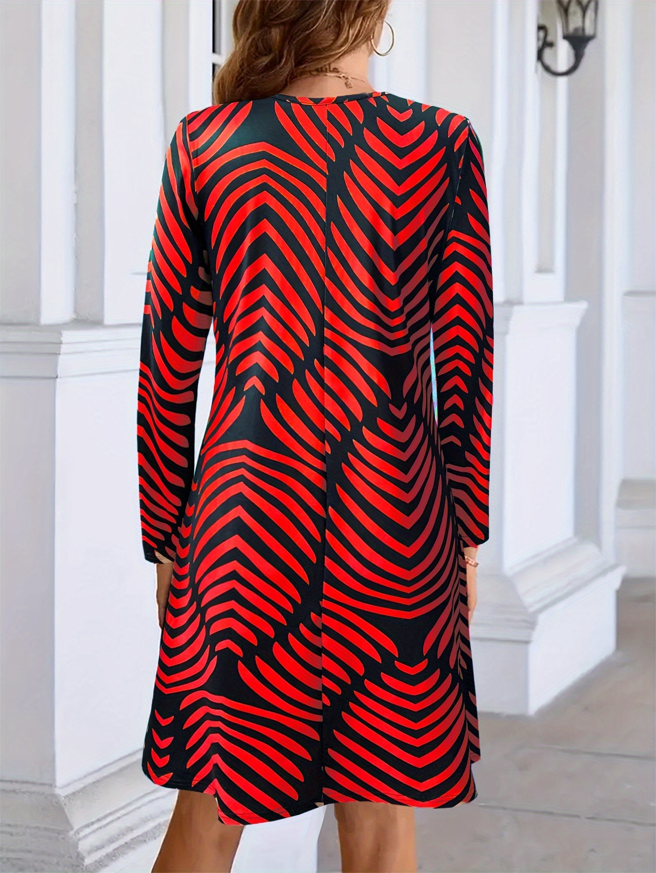 new womens long sleeve dress a full body printed pattern - Temu Italy