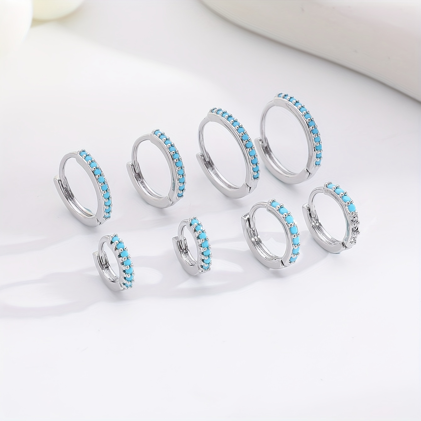 8pcs Bohemian Style Turquoise Copper Earrings Set