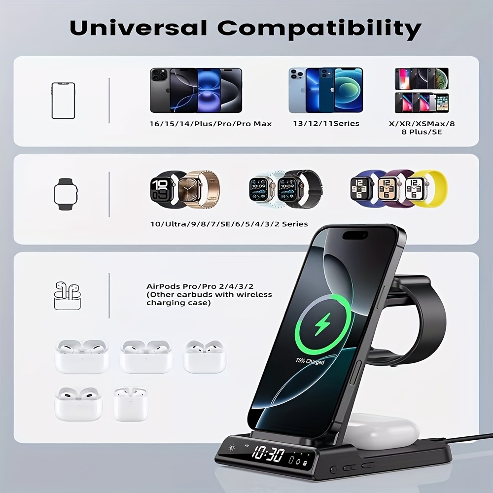 in one charging station with a wake up timer function suitable for charging   devices such as phones watches and earphones details 0