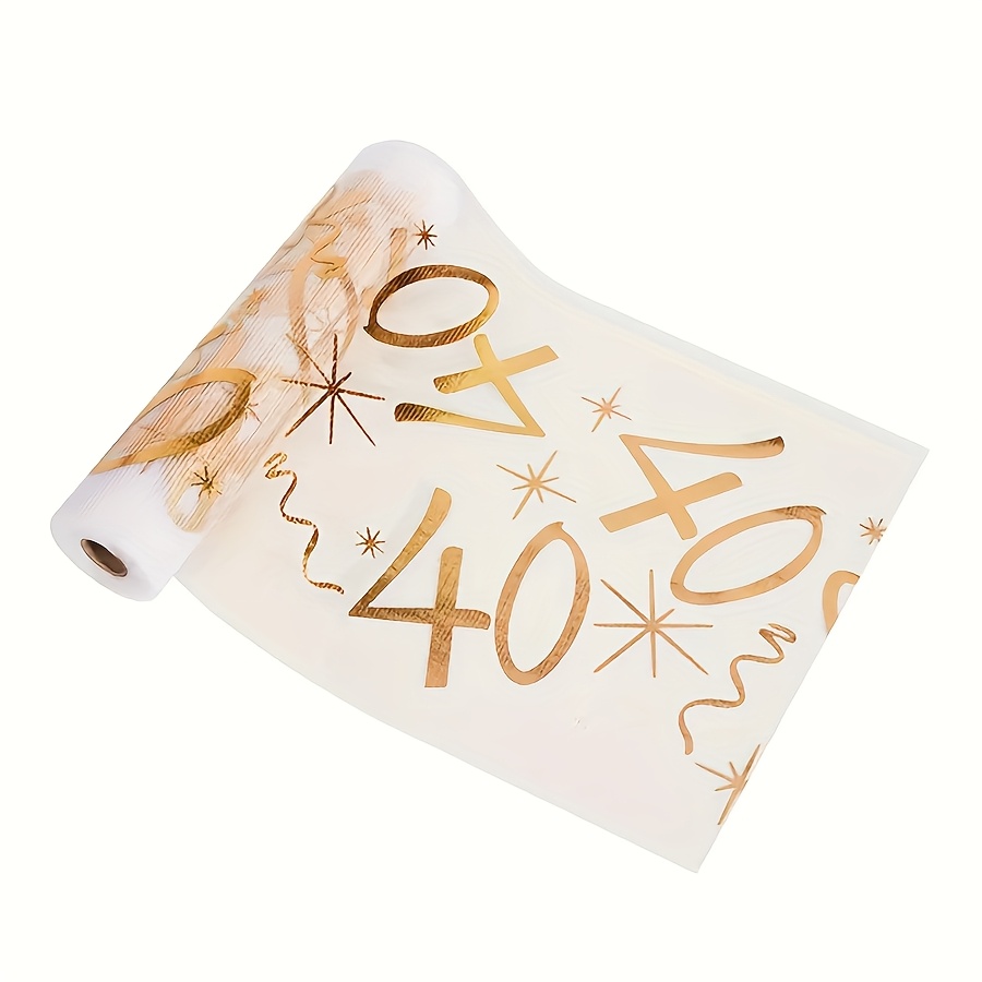 E-shop Eleganter Goldfolien-Tischläufer mit Sternen und Wirbeln - für 40. Geburtstagsfeiern, Familientreffen, Hochzeiten und Feiern - Rechteckige