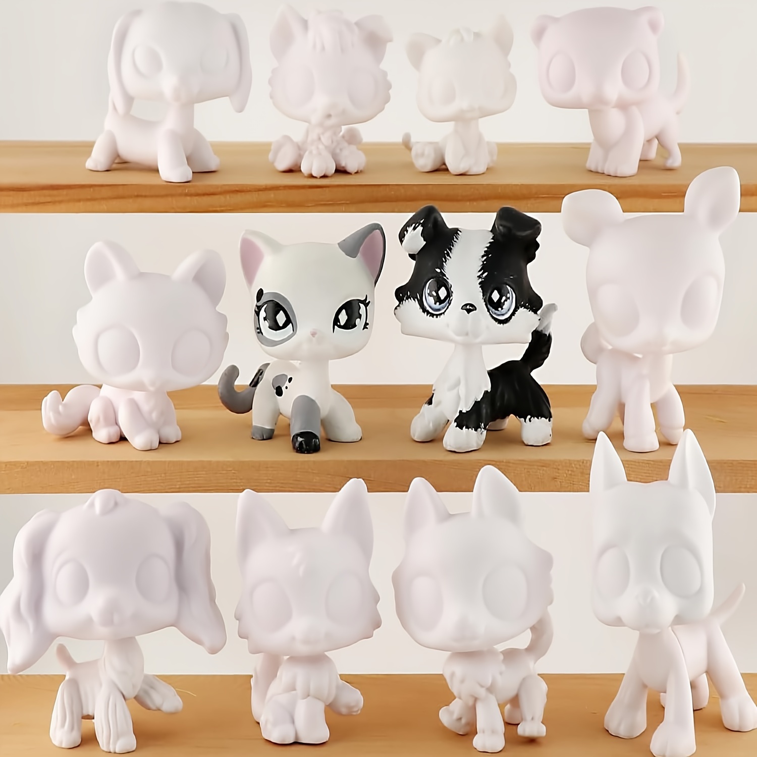 

5-pack Lps Toys White Pvc Figure Bases, Assorted Designs, Diy Paintable Blank Molds, Compatible With Lps Collectibles, Supplies