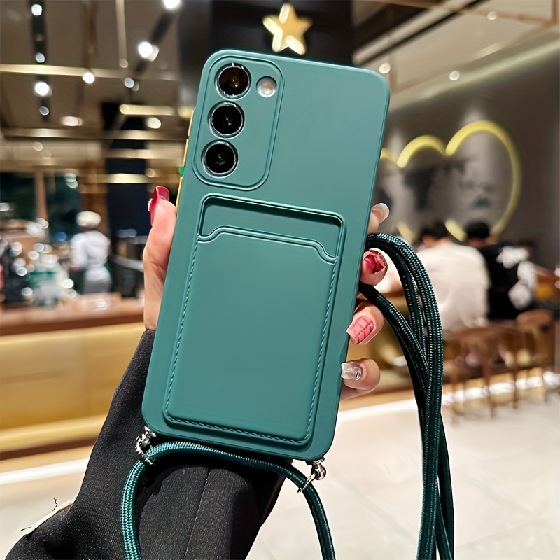TEMU Custodia per telefono con cordino sospeso e texture a linea adatta per for Samsung for Galaxy A54 A55 A56 A35 A34, materiale TPU con scomparto