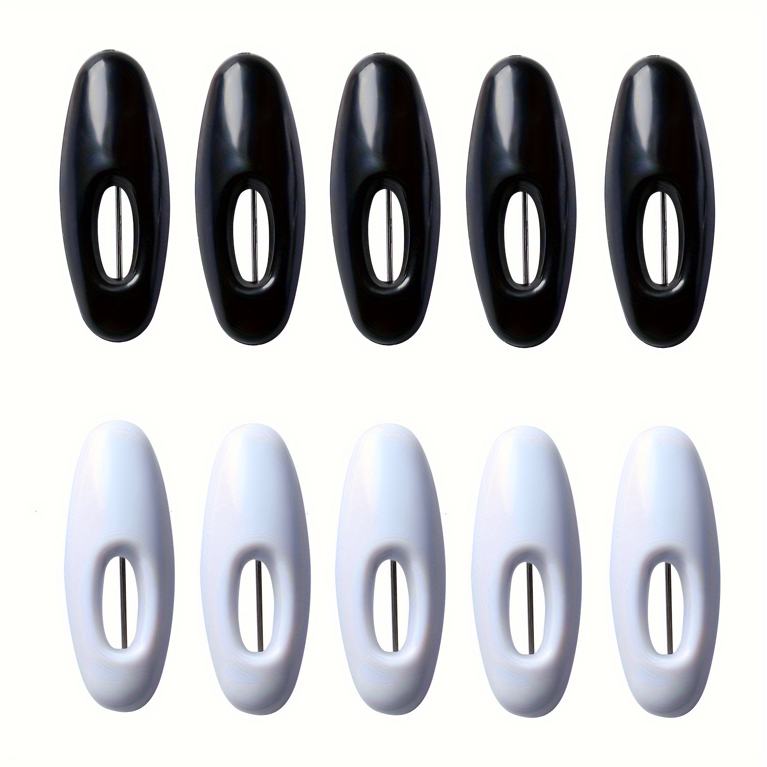 12pcs Black And White Safety Pins, Oval Plastic Cover Scarf Pins Clips, For Locking Clothes Scarf Shawl Decoration