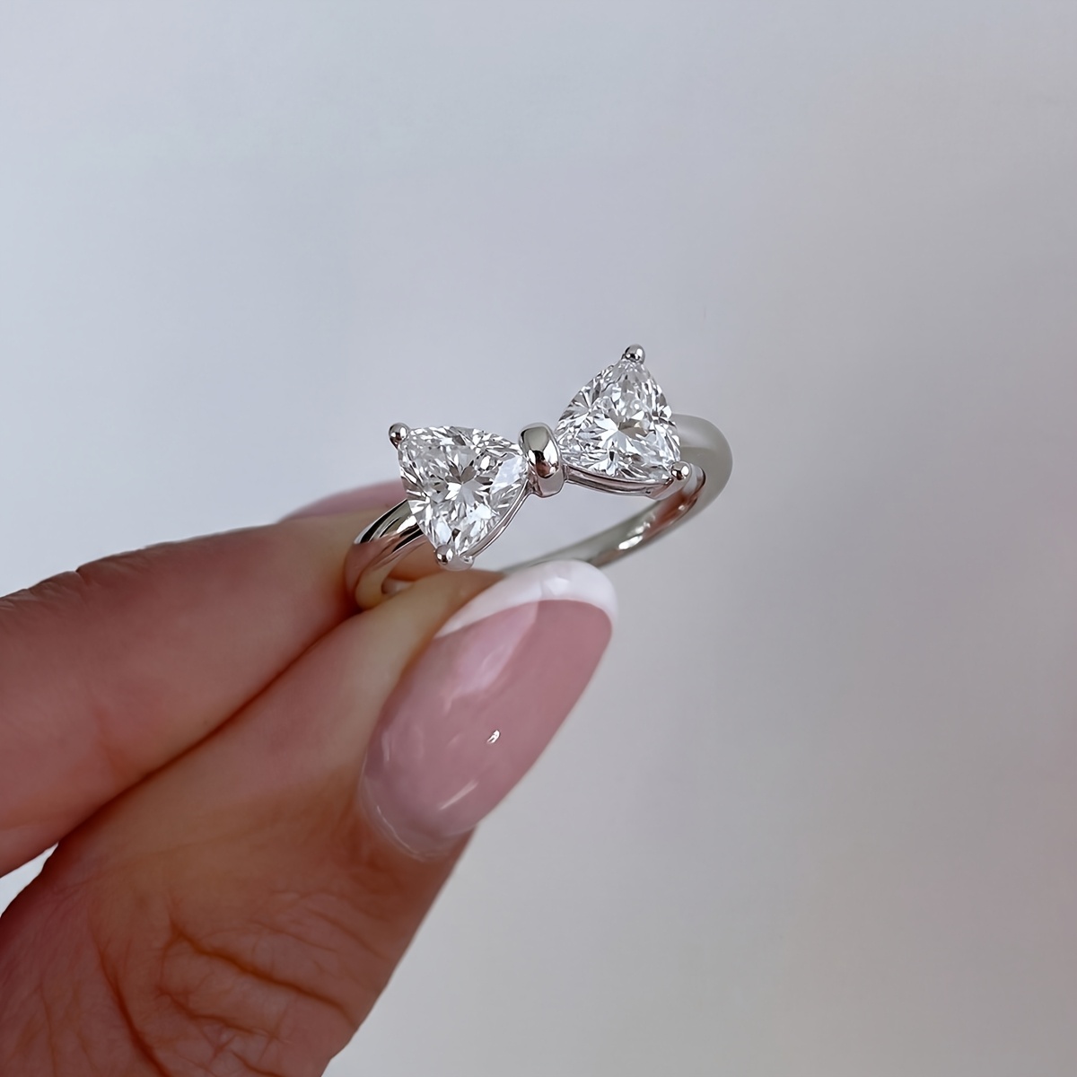 Women's Noble Luxury Triangle Bow Promise Engagement Ring